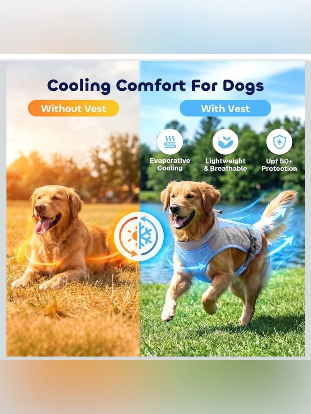 Mora Pets Dog Cooling Vest Lightweight UV Protective Light Gray Blue M 2527/DC-1
